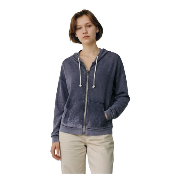 Chaser Tops - Chaser Blue Dye Sz XS Hoodie Oversized Full Zip Jacket Lightweight Grunge Comfy